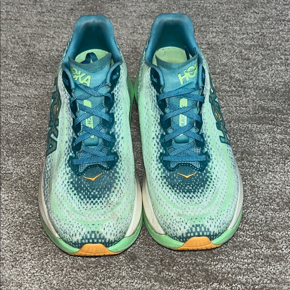 Hoka Teal and Lime Athletic Shoes